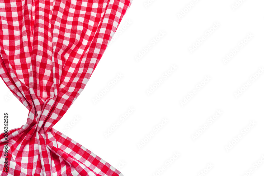 Red checkered napkin. Red checkered napkin.