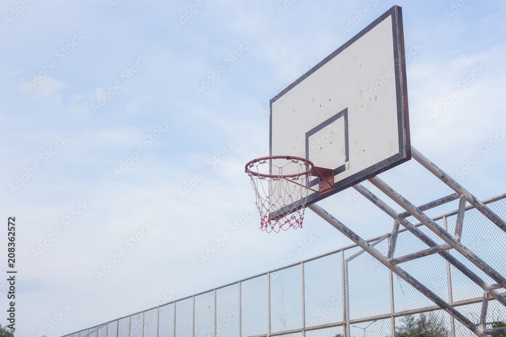 basketball hoopnet rim ring outdoor sports gyme sports score shot Abstract basketball hoop on sky with cloud background