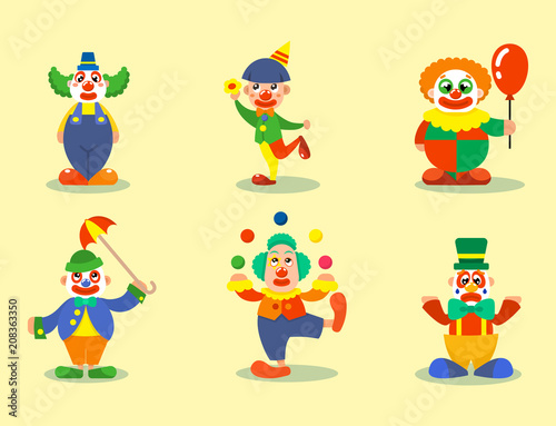 Clown vector circus man characters performer carnival actor makeup clownery juggling clownish human cartoon illustrations photo