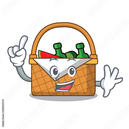 Finger picnic basket mascot cartoon photo