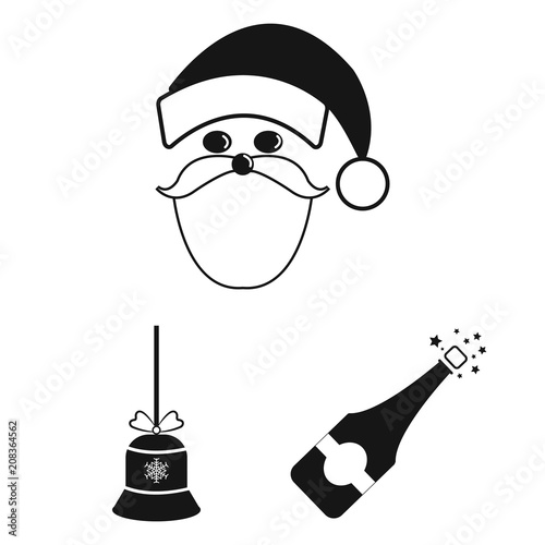 Christmas attributes and accessories black icons in set collection for design. Merry Christmas vector symbol stock web illustration.