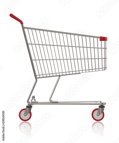 Shopping Cart Side View 3D Illustration
