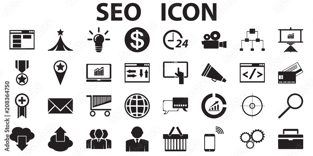 seo icon set web vector. seo icon set web vector.