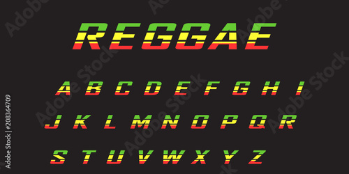 reggae  color font. Jamaica style ABC letters  vector illustration
