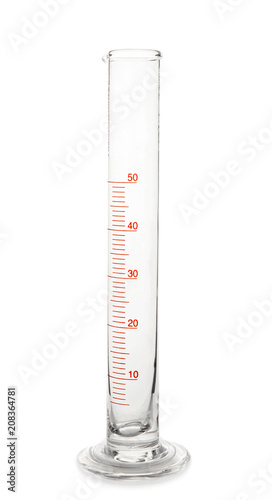 Graduated cylinder on white background