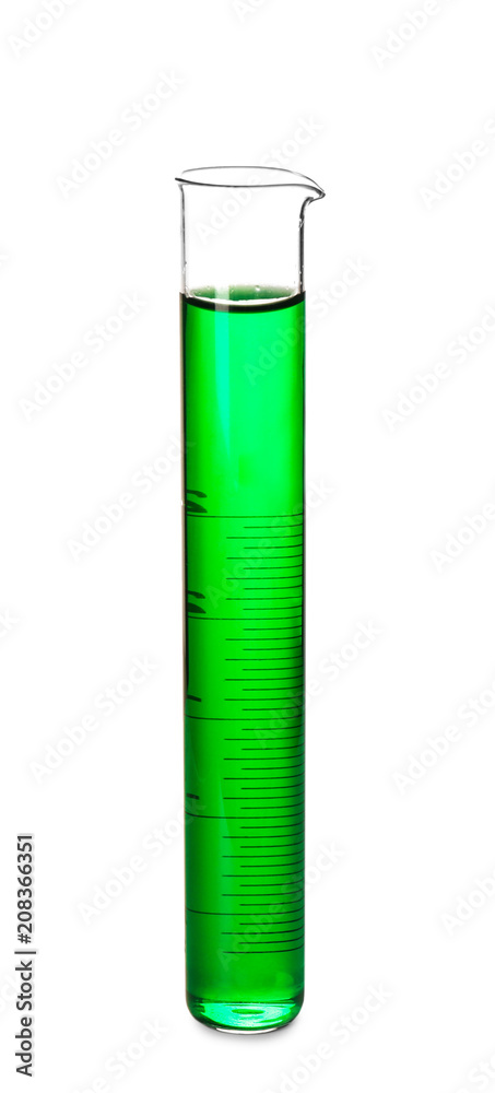 Test tube with color sample on white background Test tube with color sample on white background