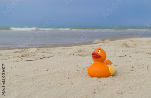 Bath duck on the beach
