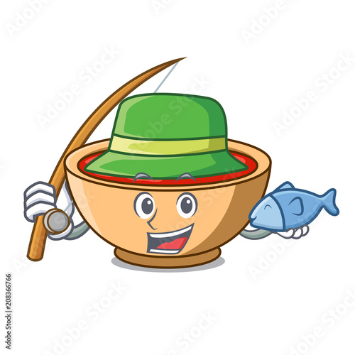 Fishing tomato soup character cartoon