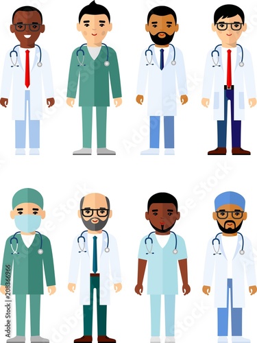 Medicine set of medical people, doctor and nurse. Vector illustration of a medical team, doctor, practitioner, physician, nurse. 