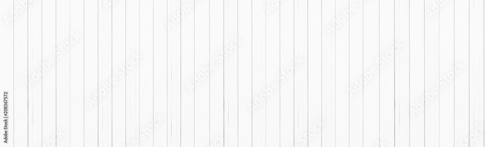 Naklejka premium Panorama of White wood planks background