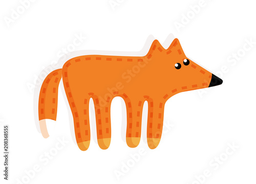 Sticker of Fox Fluffy Tail Vector Illustration Toy