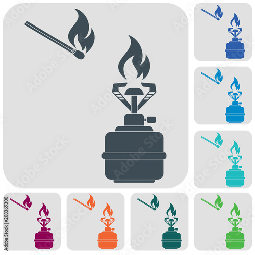 Camping stove icon vector