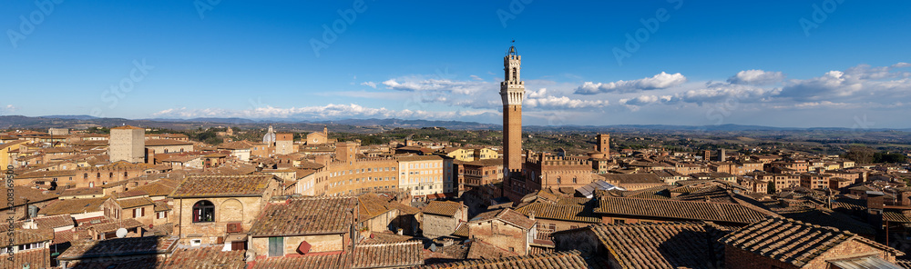 Cityscape of Siena with the Torre del Mangia, Tuscany, Italy  