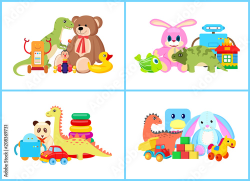 Toys for Children Collection Vector Illustration