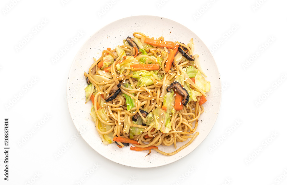 stir-fried yakisoba noodle with vegetable stir-fried yakisoba noodle with vegetable