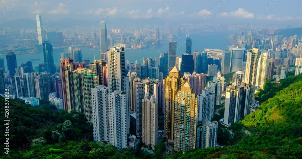 Timelapse of Hong Kong downtown skyline. Hong Kong, China