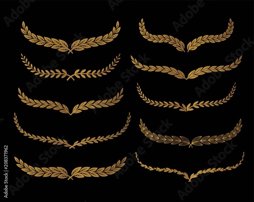 Gold laurel set vector