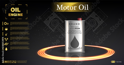 Canister vector jerrican or can of fuel gasoline for automobile and plastic jerrycan with petrol or oil illustration.Bottle engine oil on a background a motor-car piston,