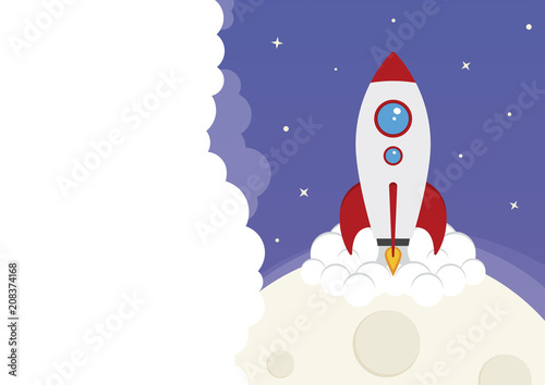 Fototapeta Naklejka Na Ścianę i Meble -  Cartoon Vector Space Rocket Launch