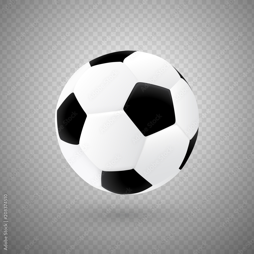 Soccer Ball in black and white colors with classic design. Realistic 3d vector Football game equipment isolated on transparent background. Soccer Ball in black and white colors with classic design. Realistic 3d vector Football game equipment isolated on transparent background.