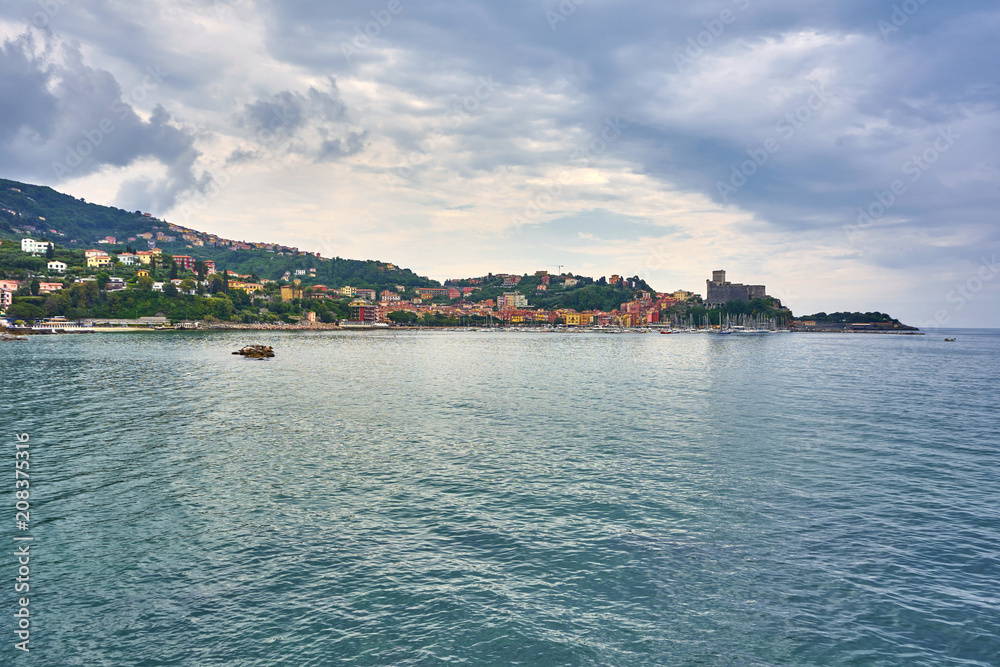 Lerici Seascape and Cityscape Cloudy Weather Liguria Italy Lerici Seascape and Cityscape Cloudy Weather Liguria Italy