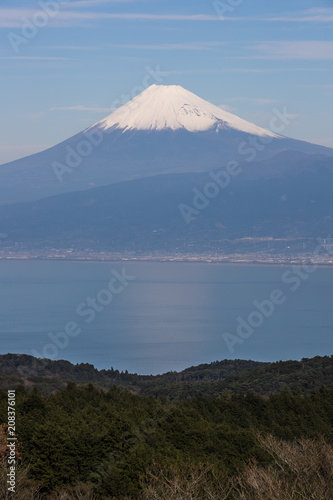 Mountain Fuji and Suruga bay in winter season at Shizuoka prefecture. seen from Mt. Daruyama   Izu city