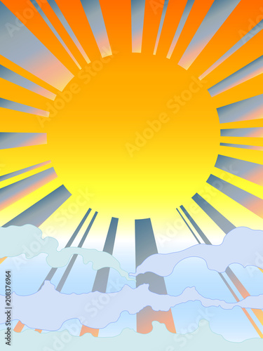 Background sunshine on the sky has cloud