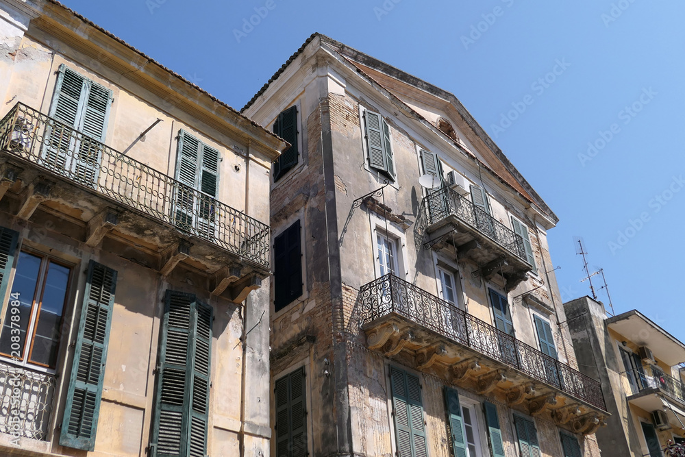cityscape of Corfu town (Kerkyra) with its historical houses and streets cityscape of Corfu town (Kerkyra) with its historical houses and streets