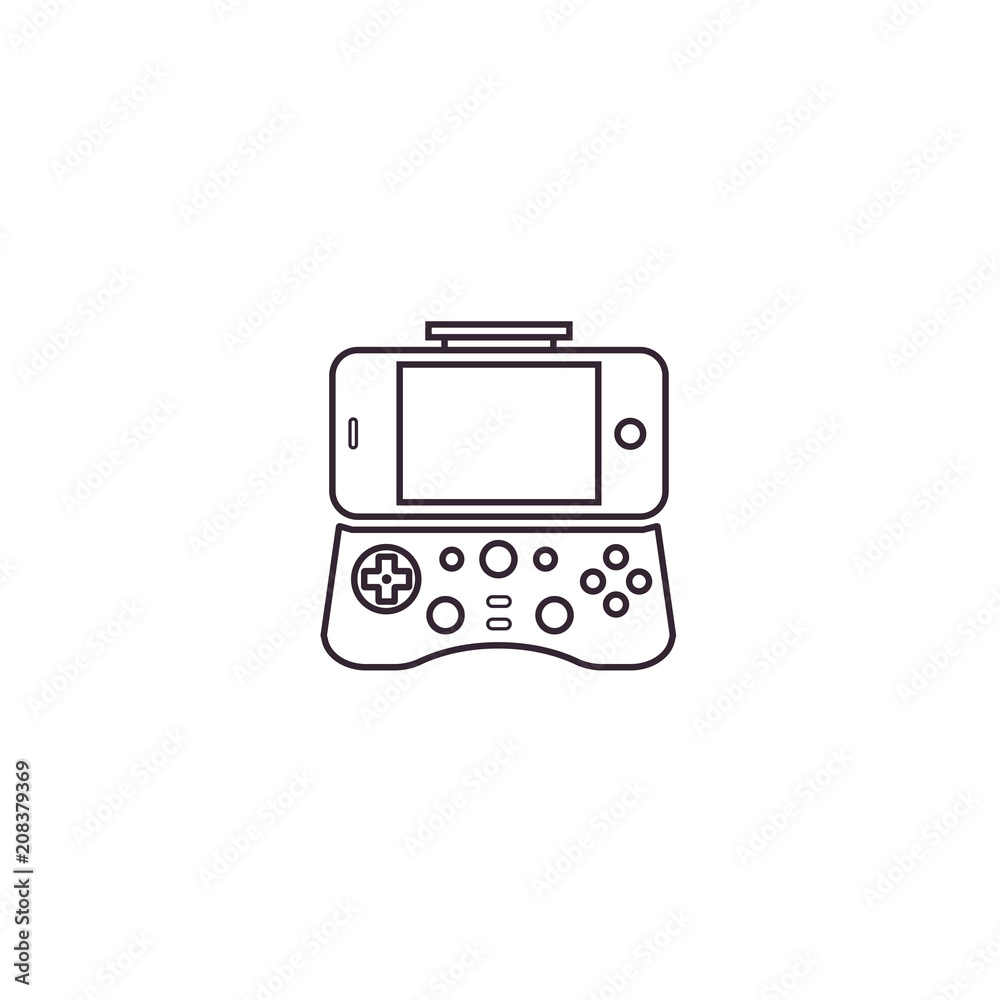 Game controller for smartphone or tablet - line icon on isolated  background. Mobile phone gamepad, joypad, joystick in thin outline design.  Stock Vector | Adobe Stock