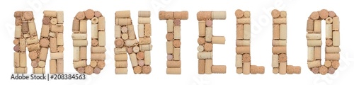 Photos Word Montello made of wine corks Isolated on white background