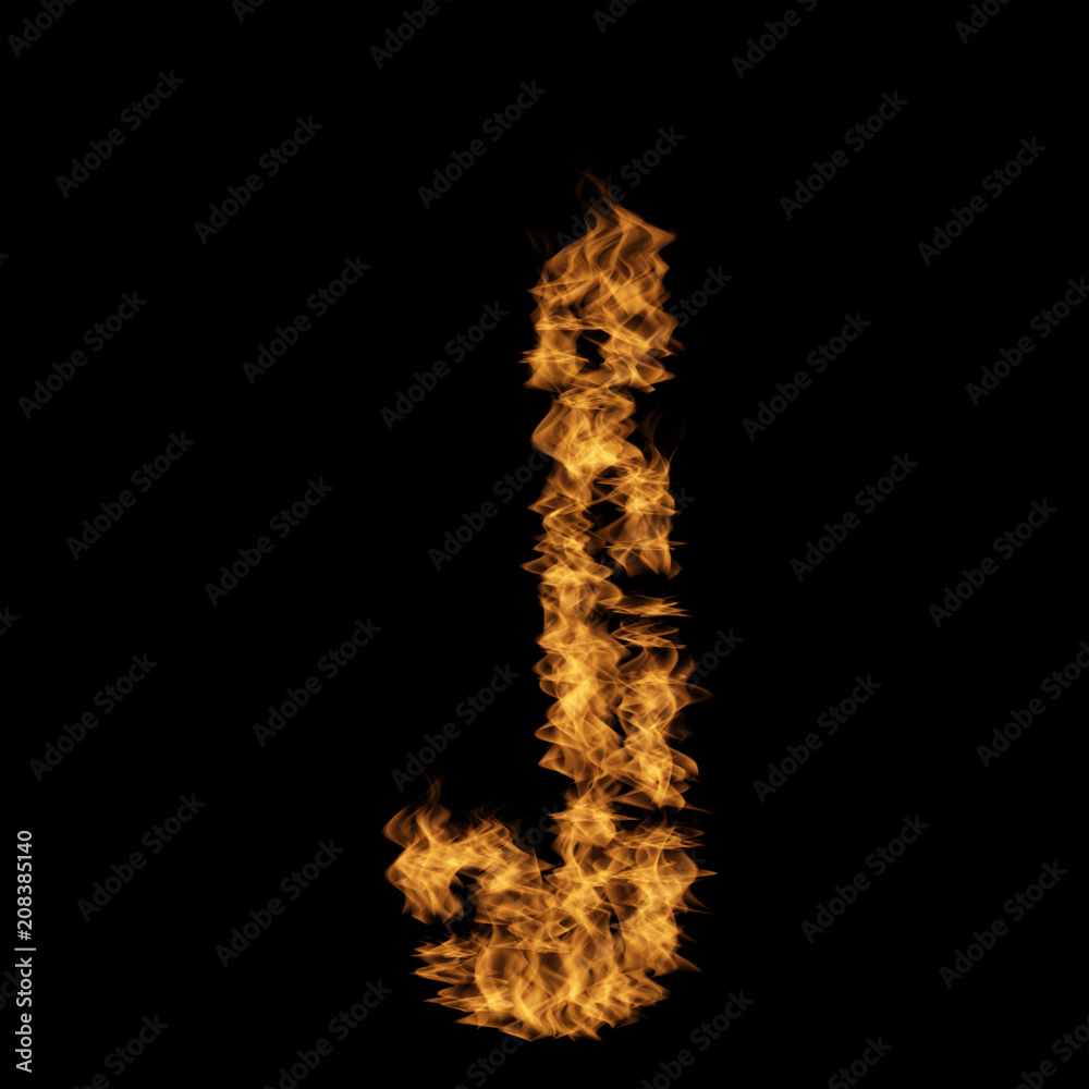Hot fiery burning flame font made of blazing or raging orange yellow fire isolated on black background. 3D illustration of abstract grungy glowing hell or inferno danger concept energy design Hot fiery burning flame font made of blazing or raging orange yellow fire isolated on black background. 3D illustration of abstract grungy glowing hell or inferno danger concept energy design