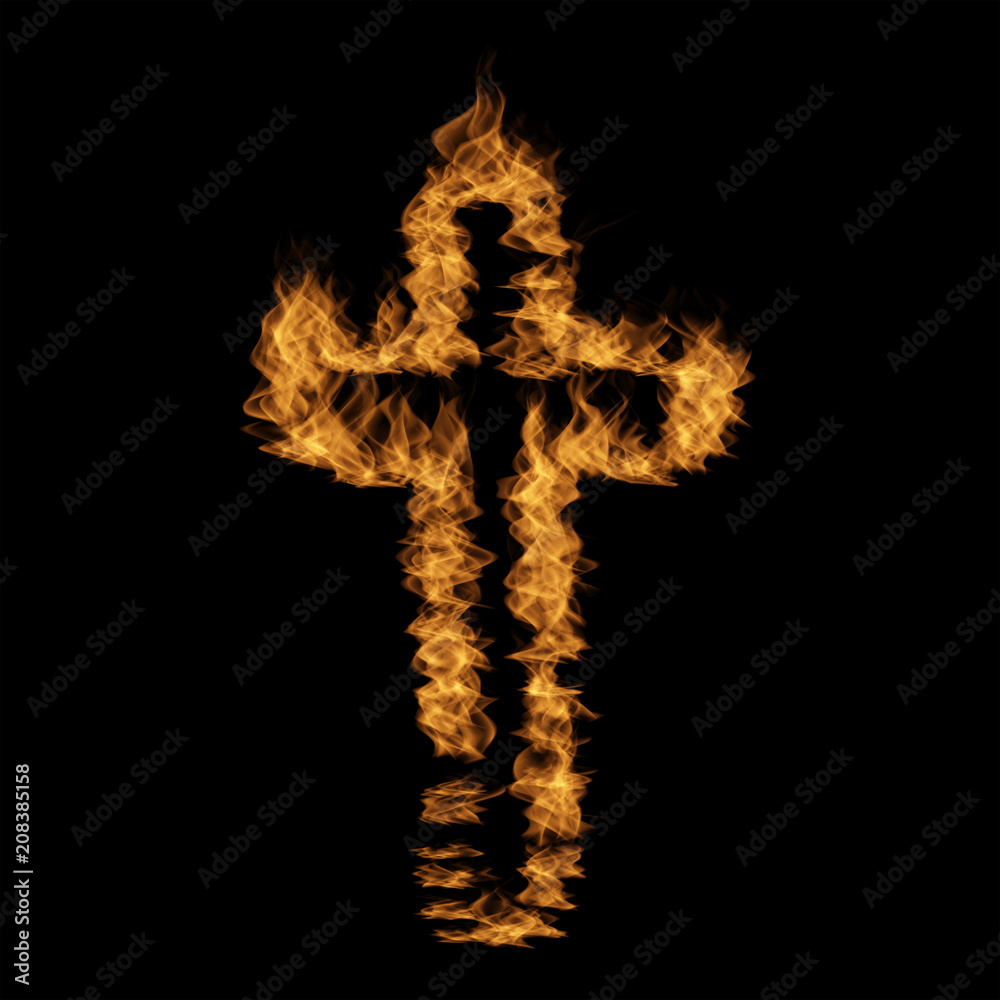 Hot fiery burning flame font made of blazing or raging orange yellow fire isolated on black background. 3D illustration of abstract grungy glowing hell or inferno danger concept energy design Hot fiery burning flame font made of blazing or raging orange yellow fire isolated on black background. 3D illustration of abstract grungy glowing hell or inferno danger concept energy design