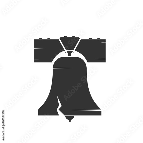 Liberty bell silhouette icon. Clipart image isolated on white background