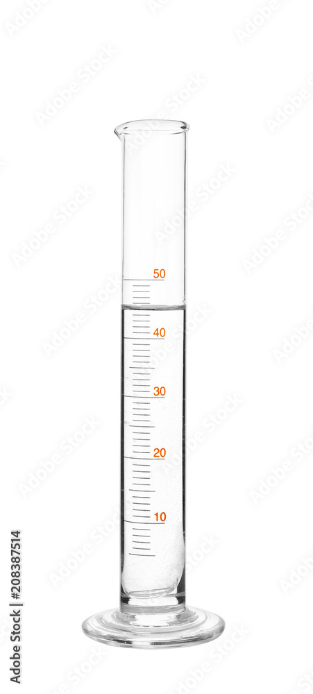 Graduated cylinder with liquid on white background Graduated cylinder with liquid on white background
