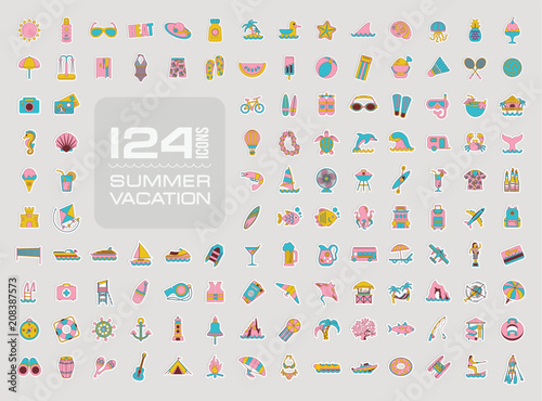 Summer icon set. Summertime. Vacation