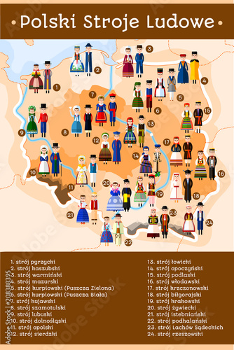 Polish folk costumes map