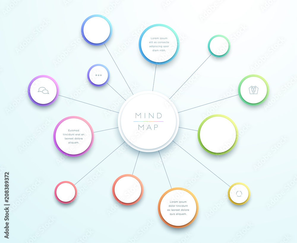 Abstract Vector 3d Large Mind Map Infographic