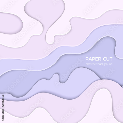 Purple abstract layout - vector paper cut illustration