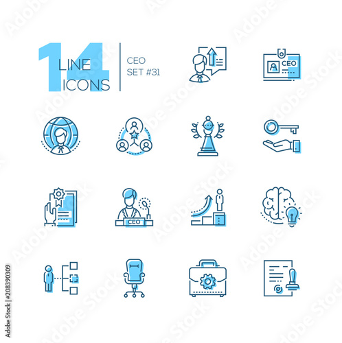 CEO - set of line design style icons
