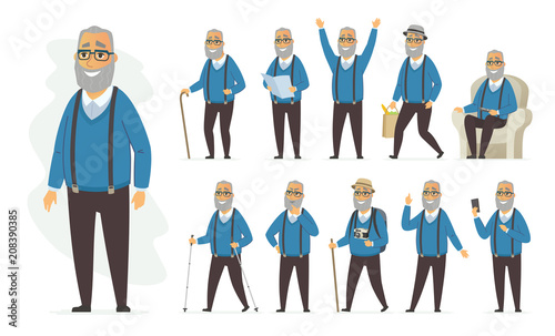 Senior man - vector cartoon people character set