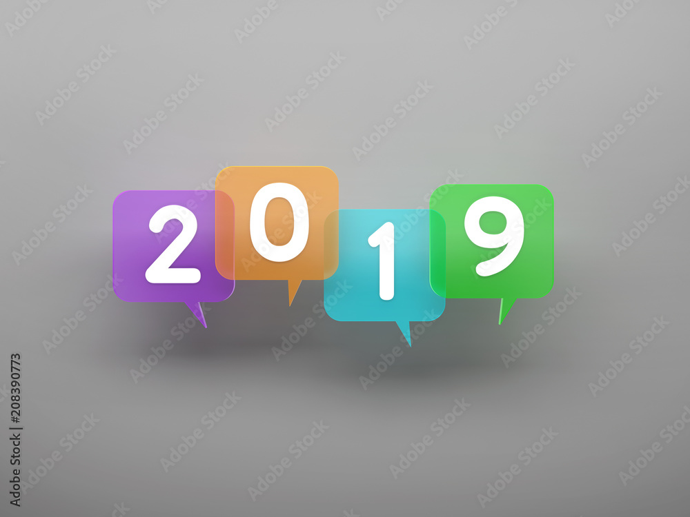 New Year 2019 Creative Design Concept - 3D Rendered Image New Year 2019 Creative Design Concept - 3D Rendered Image