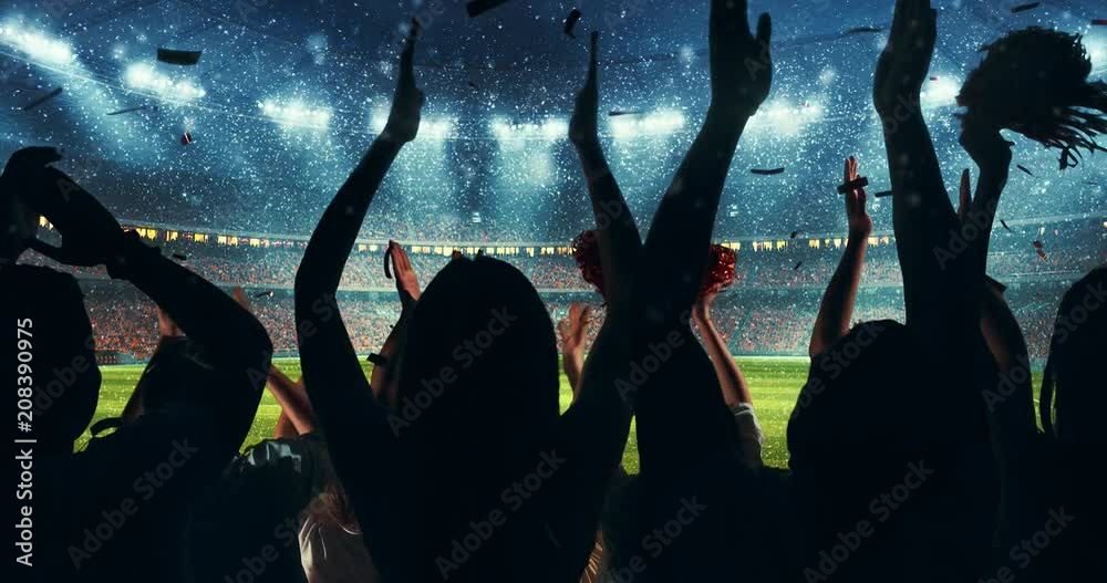 Fans cheering for sports team