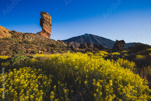 Landscape of Los Roques de Garcia( Garcia rocks), Teide National Park, Tenerife, Spain.