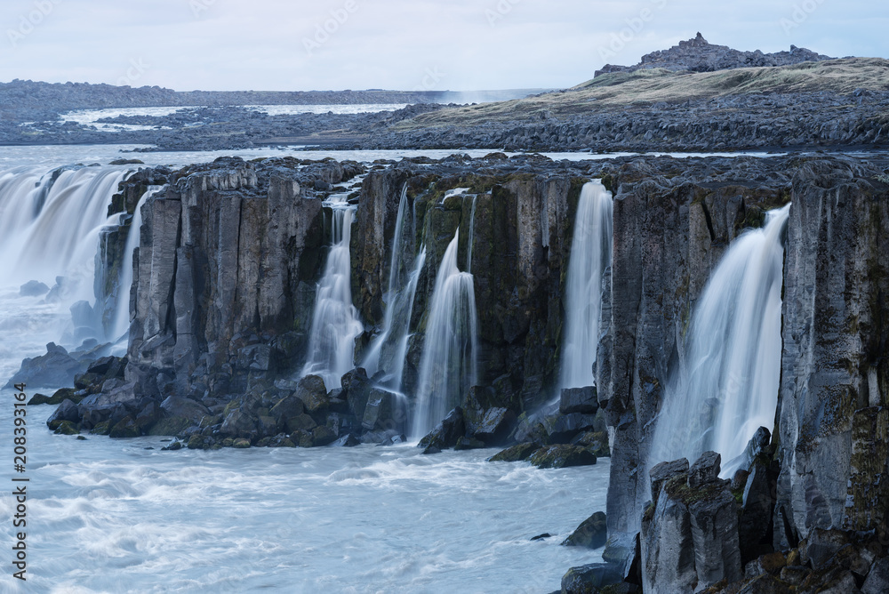 Cascade of Selfoss waterfall in Iceland
