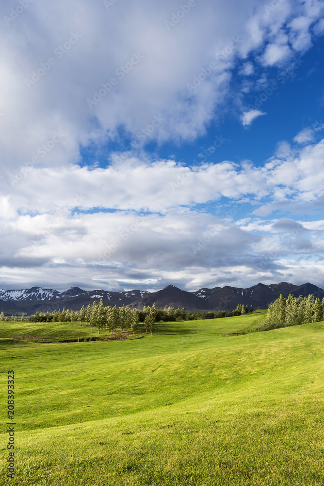 Landscape with golf courses in Iceland