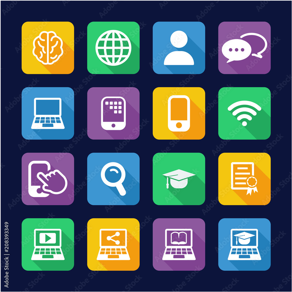 Online Education Icons Flat Design Online Education Icons Flat Design
