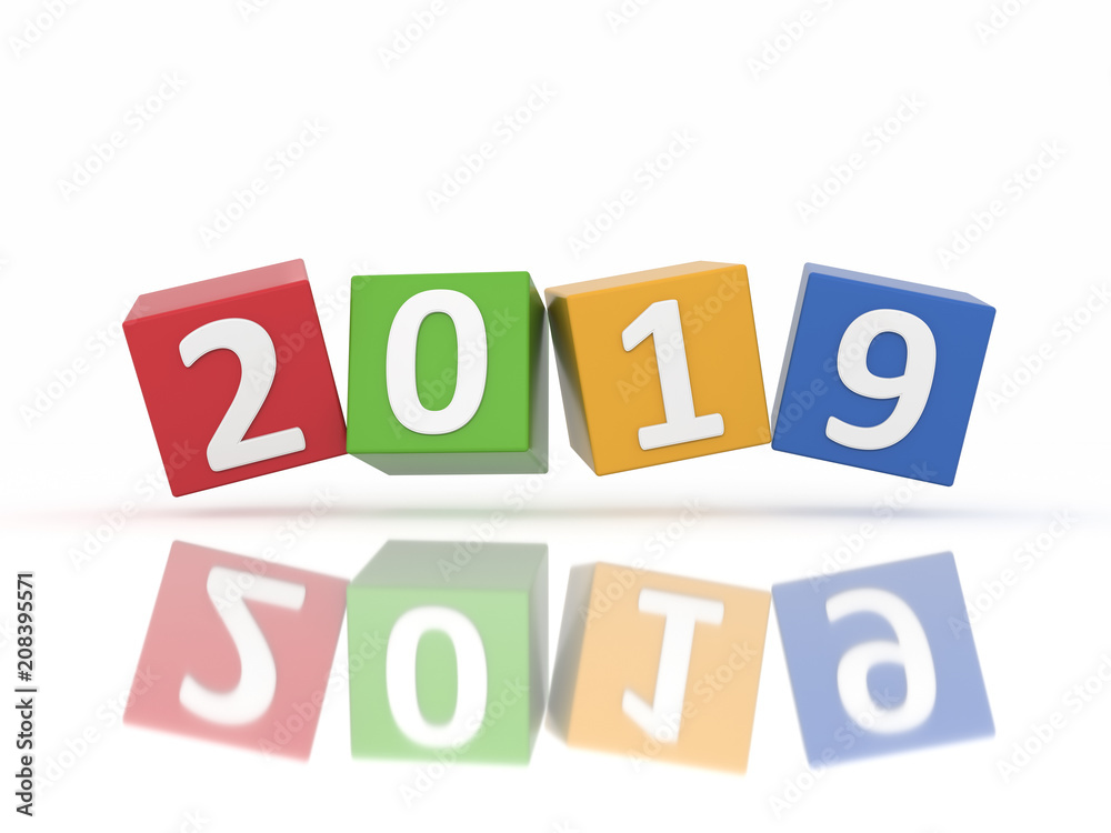New Year 2019 Creative Design Concept - 3D Rendered Image New Year 2019 Creative Design Concept - 3D Rendered Image