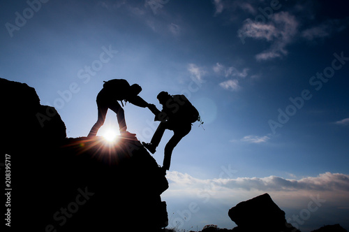 rock climber mountain climbers and spirit of unity