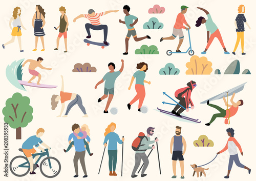 Outdoor activity illustration, doodle, drawing, vector