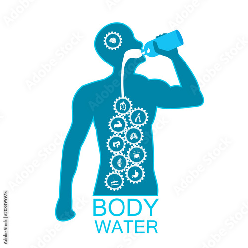 Obraz na plátne body health infographic illustration drink water icon dehydration symptoms